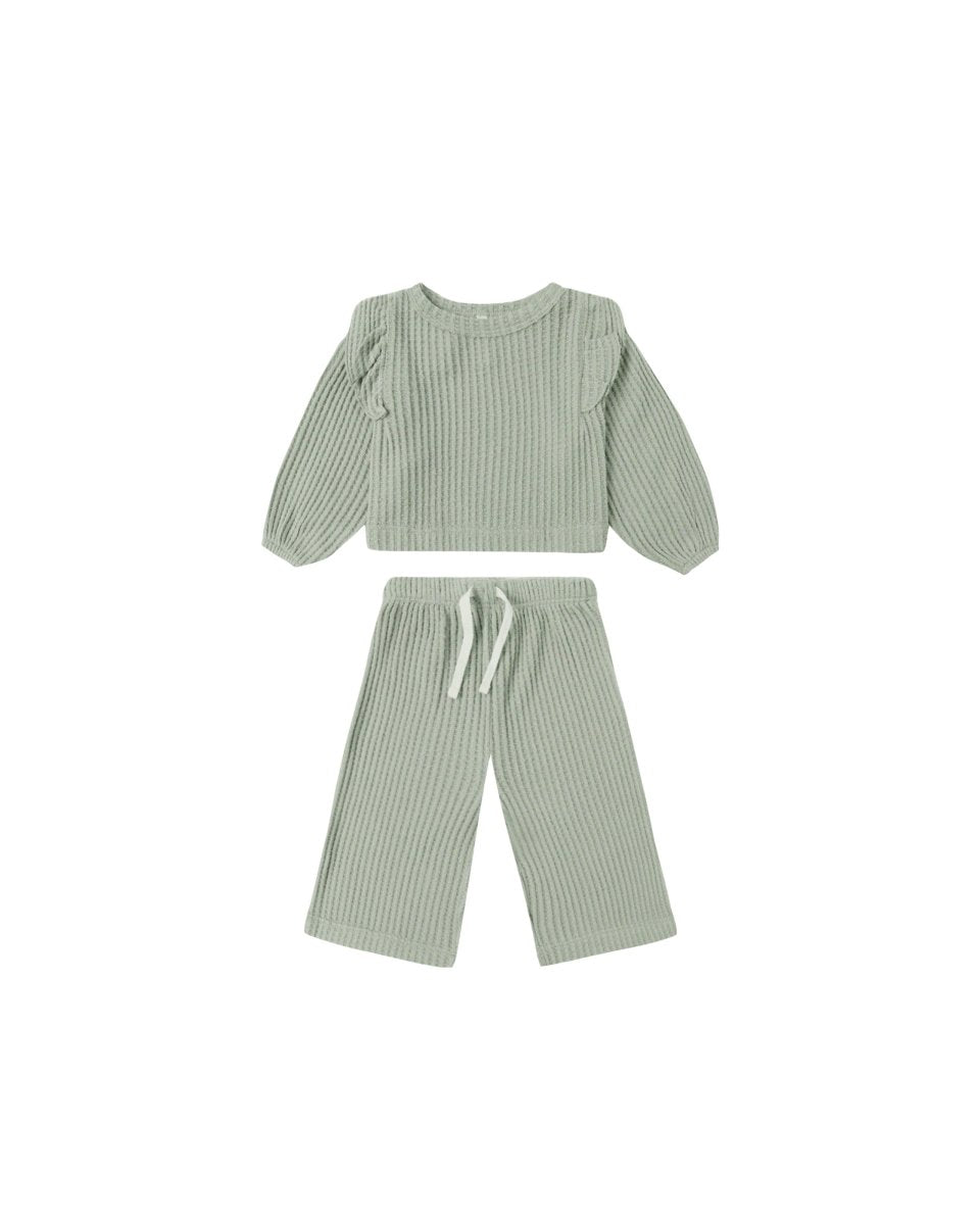 Ruffle Cozy Set in Fern - Quincy Mae Baby & Toddler Clothing sold by Rosebud & Jo