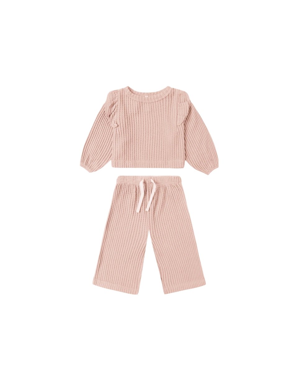 Ruffle Cozy Set in Rose - Quincy Mae Baby & Toddler Clothing sold by Rosebud & Jo