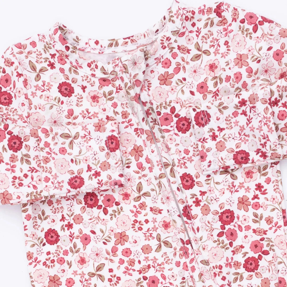 Serene Floral - 2 Way Ruffle Back Zipper Footie - Angel Dear Footies sold by Rosebud & Jo