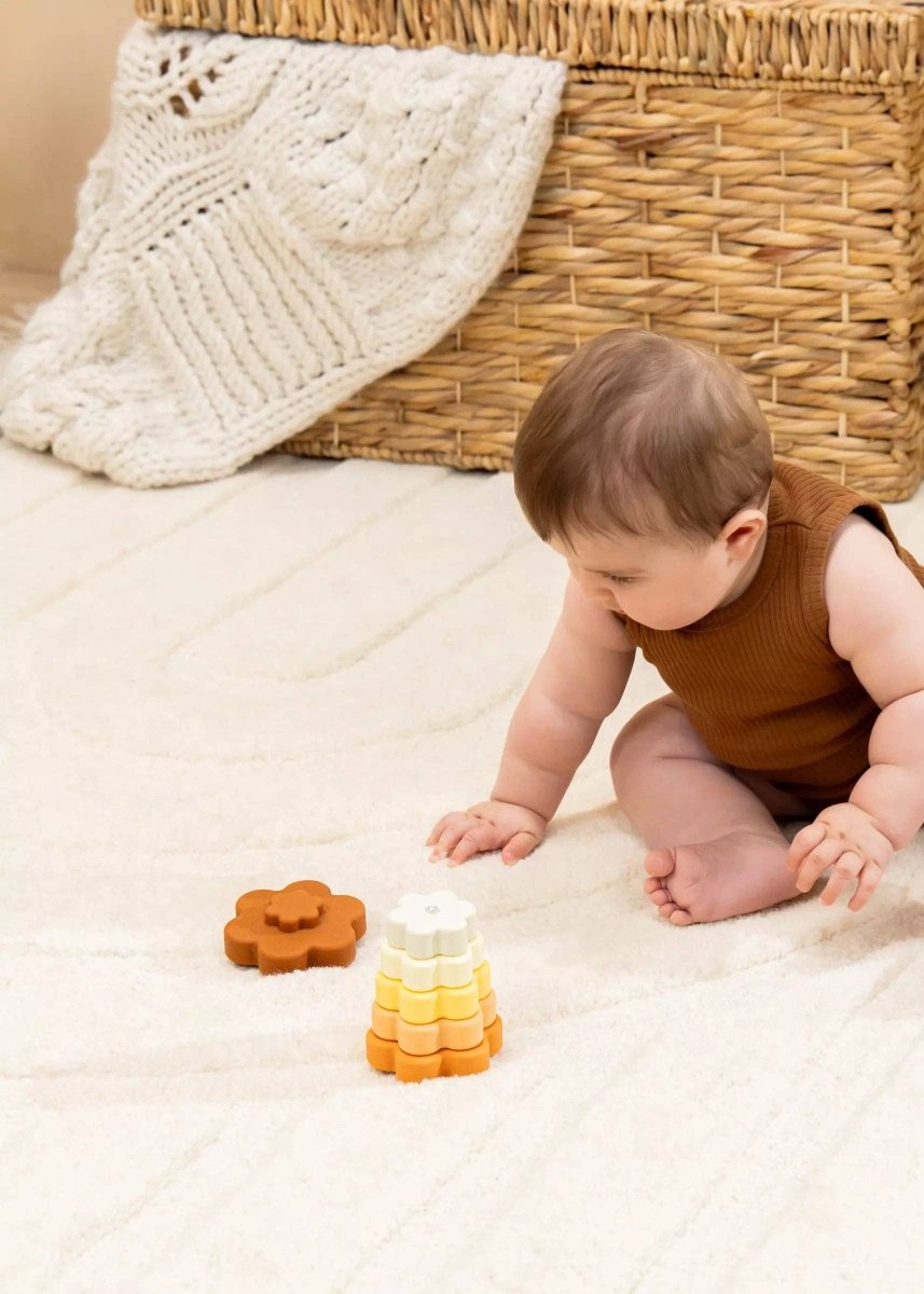 Set of 6 Silicone Stackable Flowers - Coco Village Toy sold by Rosebud & Jo