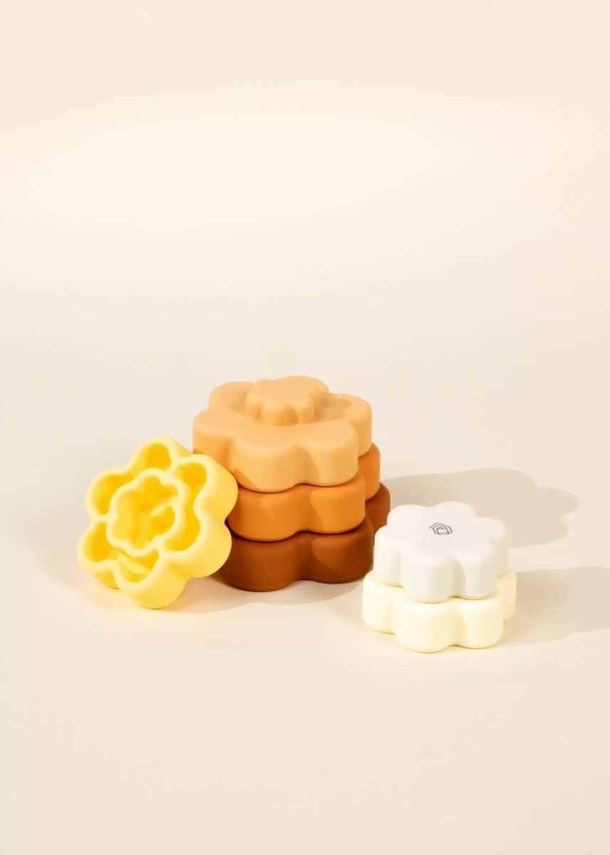 Set of 6 Silicone Stackable Flowers - Coco Village Toy sold by Rosebud & Jo