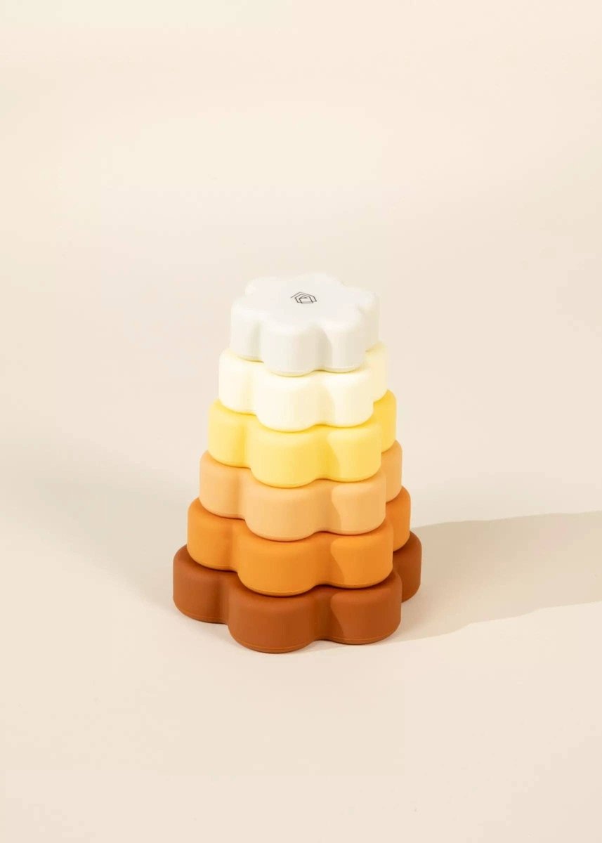 Set of 6 Silicone Stackable Flowers - Coco Village Toy sold by Rosebud & Jo