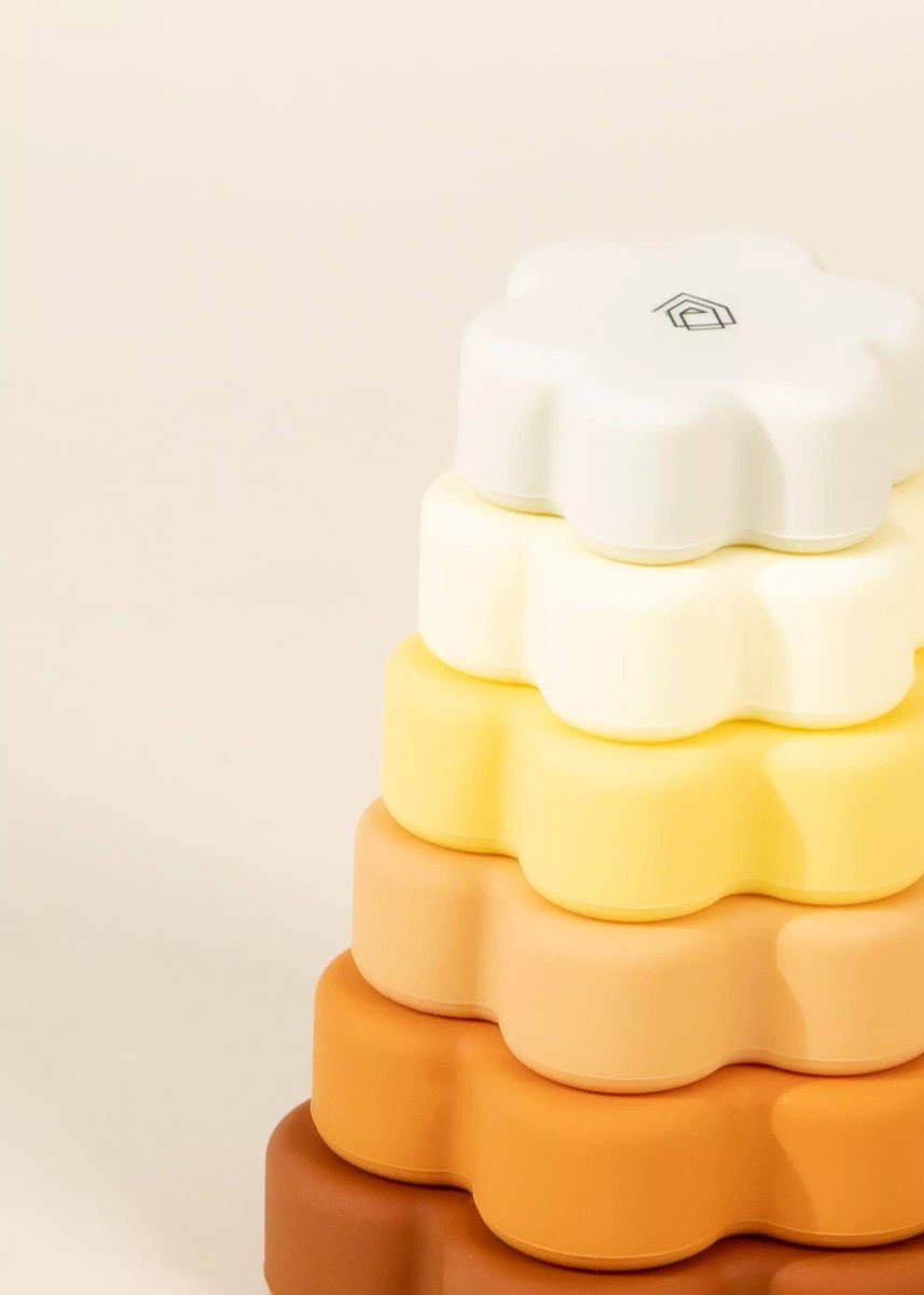 Set of 6 Silicone Stackable Flowers - Coco Village Toy sold by Rosebud & Jo