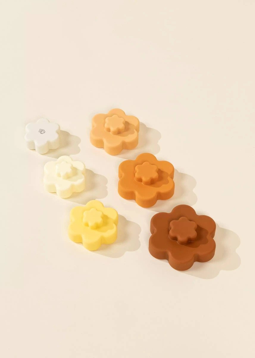 Set of 6 Silicone Stackable Flowers - Coco Village Toy sold by Rosebud & Jo