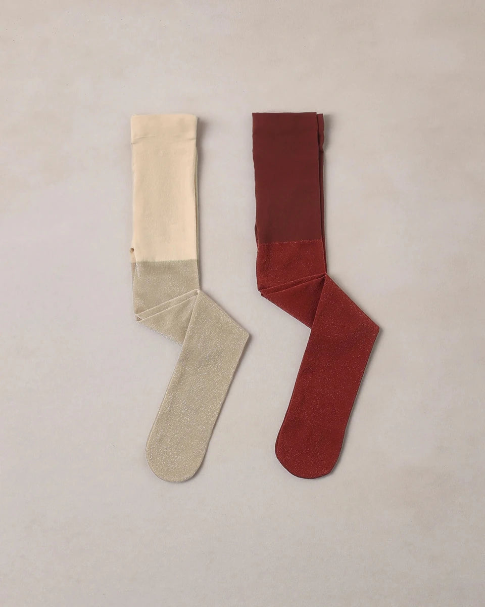 Shimmer Tights in Champagne and Ruby - Noralee Tights sold by Rosebud & Jo