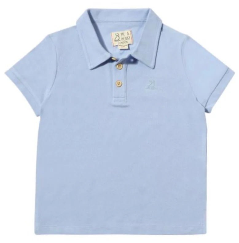 Shipping Pale Blue Pique Polo - Me & Henry Tops sold by Rosebud & Jo