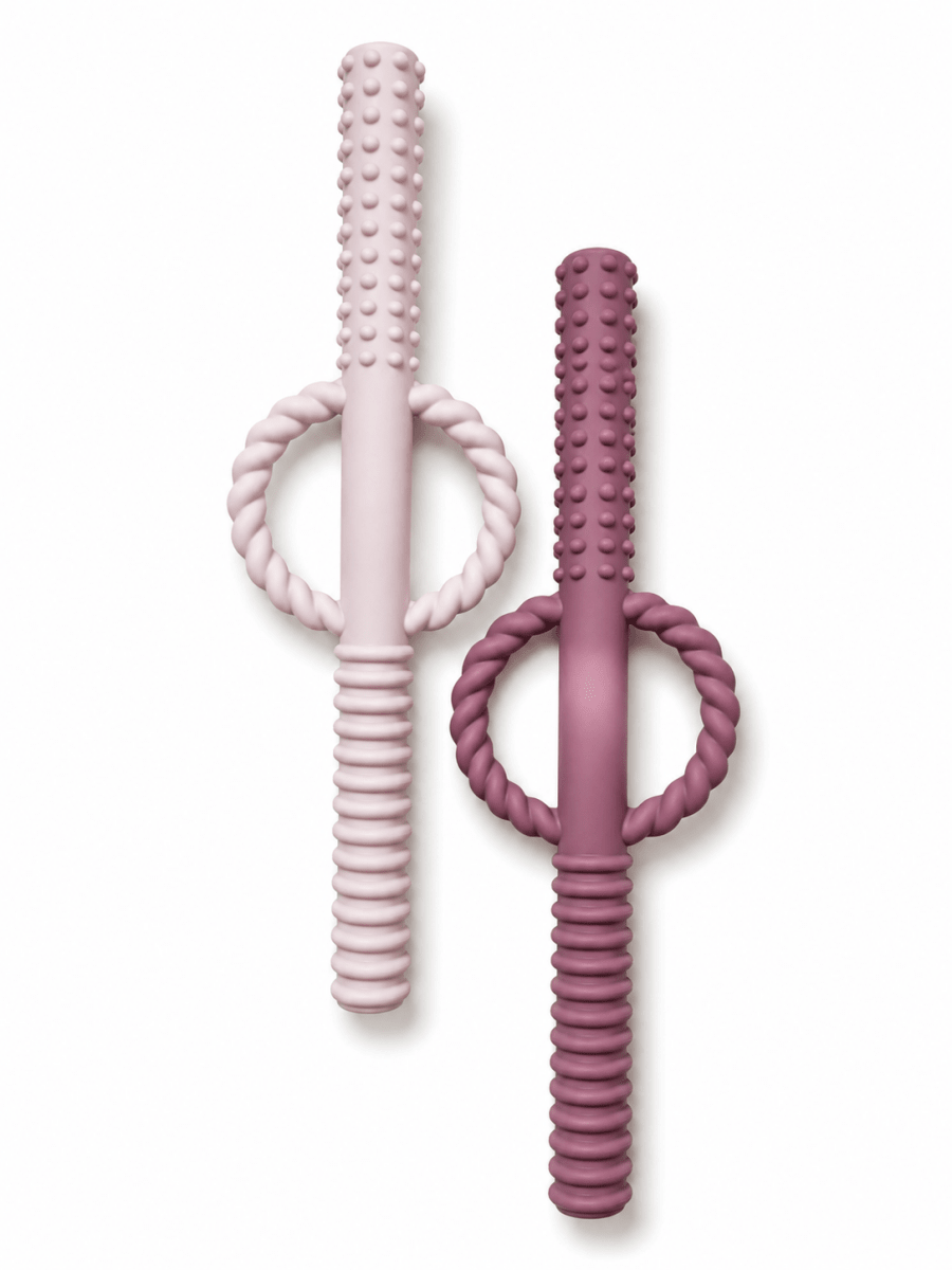 Silicone Teething Tube/Straw Set of 2 - Three Hearts & Co./EMO & CO. Teethers sold by Rosebud & Jo