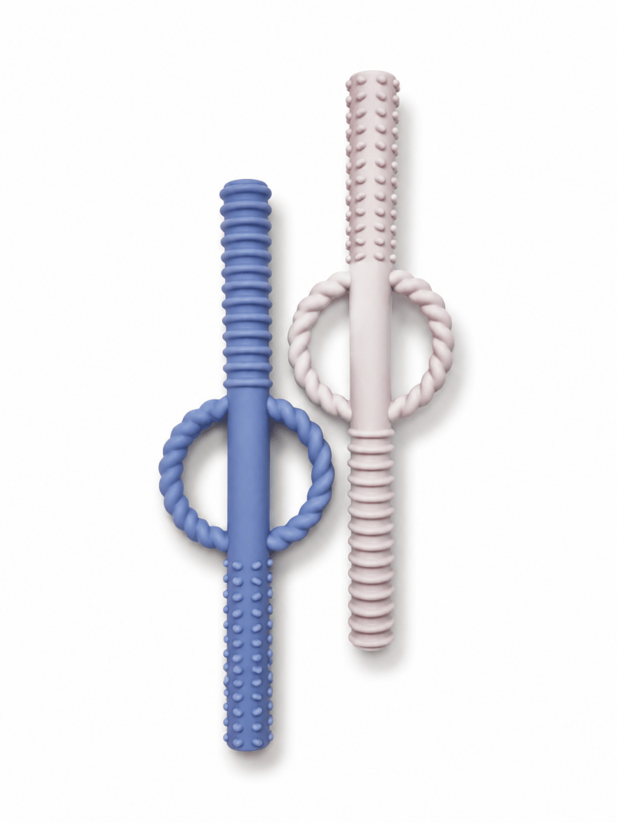 Silicone Teething Tube/Straw Set of 2 - Three Hearts & Co./EMO & CO. Teethers sold by Rosebud & Jo