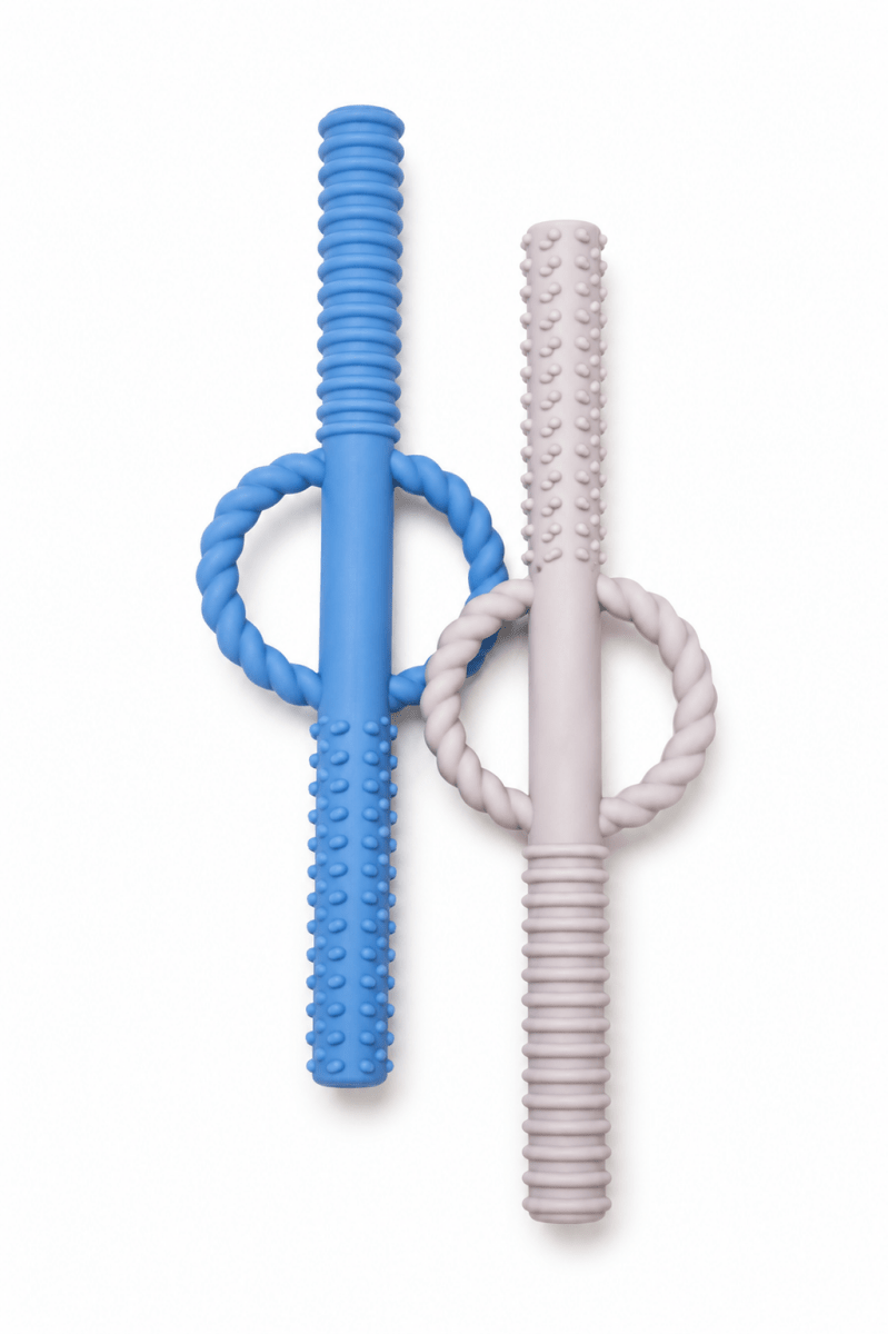 Silicone Teething Tube/Straw Set of 2 - Three Hearts & Co./EMO & CO. Teethers sold by Rosebud & Jo
