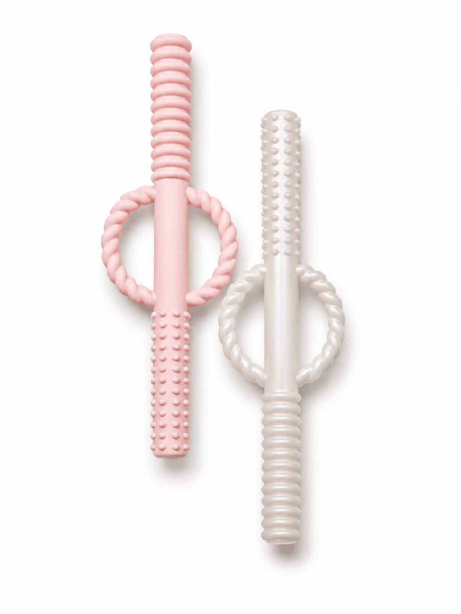 Silicone Teething Tube/Straw Set of 2 - Three Hearts & Co./EMO & CO. Teethers sold by Rosebud & Jo