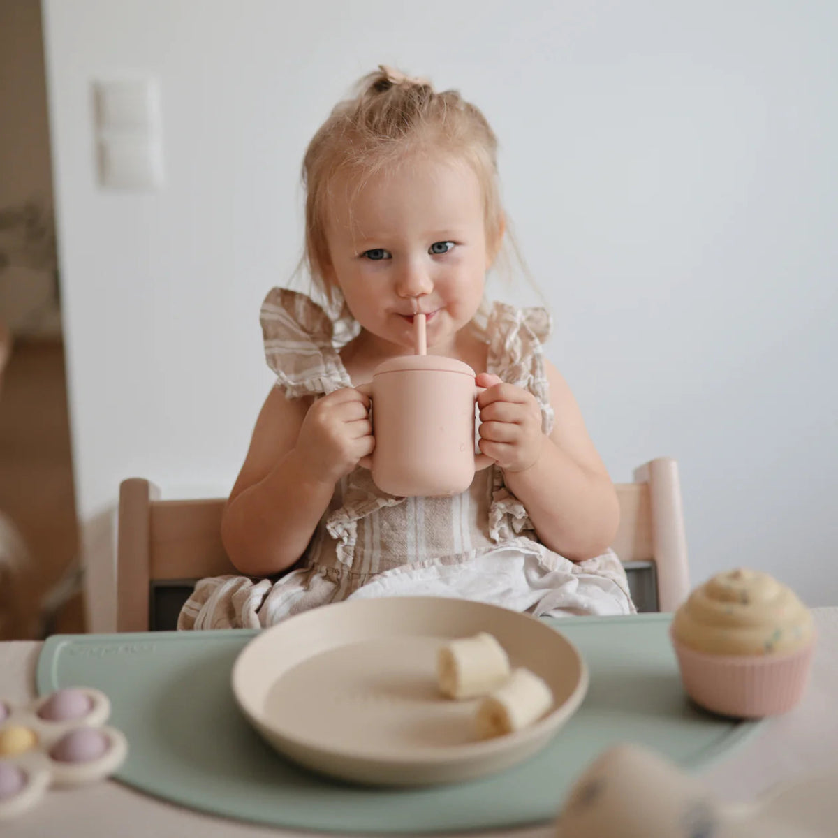 Silicone Training Cup + Straw - mushie feeding sold by Rosebud & Jo
