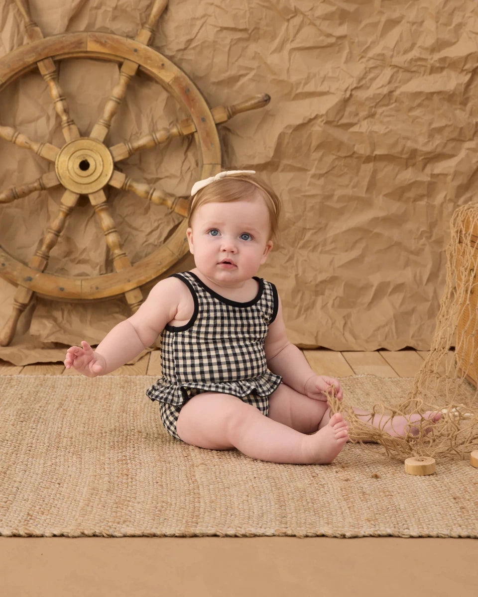 Skirted One - piece Swimsuit || Black Gingham - Rylee + Cru Swimsuit sold by Rosebud & Jo