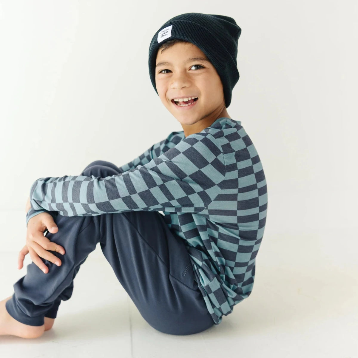 Slate Blue Start Your Engines Bamboo French Terry Pullover - Brave Little Ones Tops sold by Rosebud & Jo