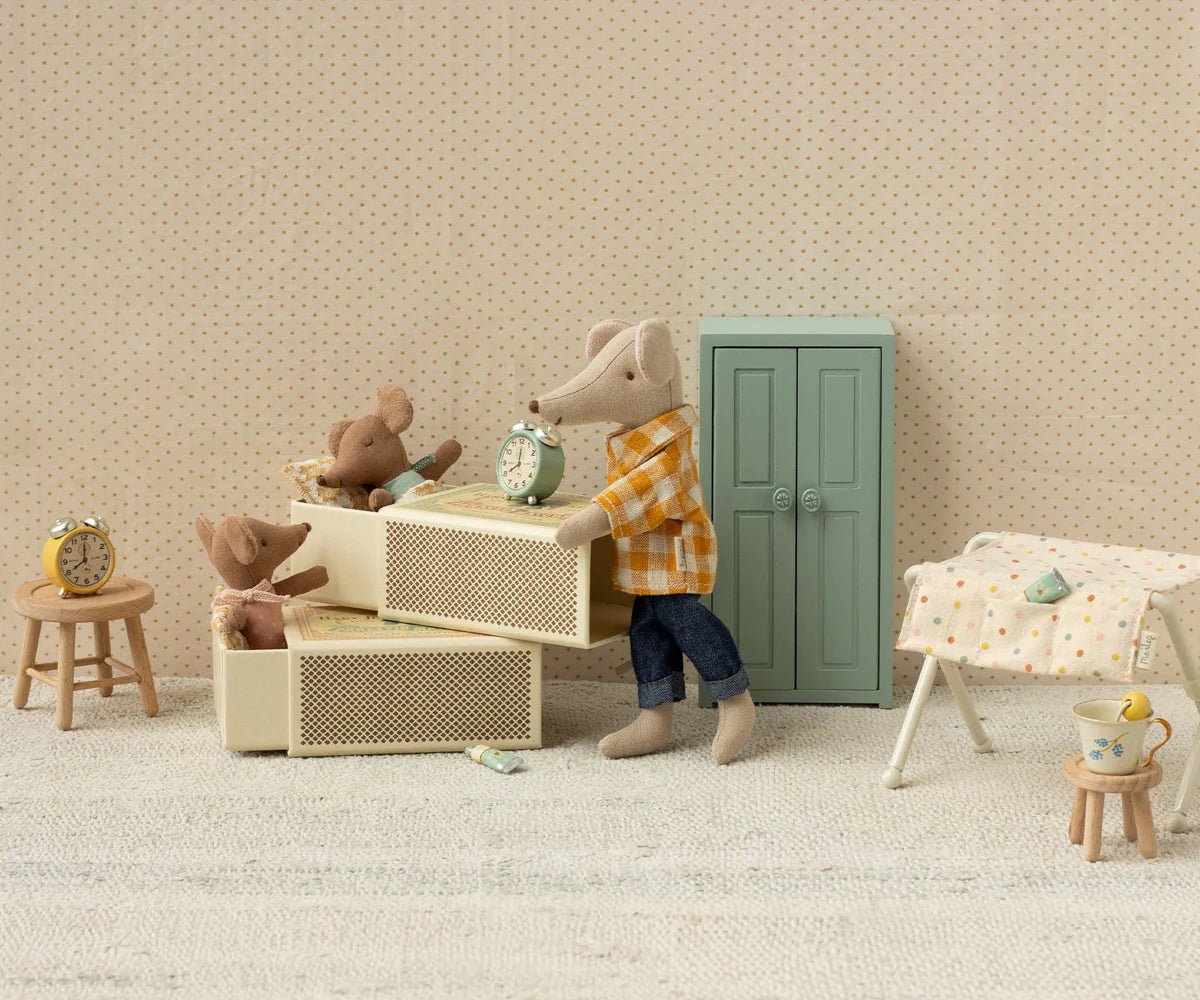 Sleepy wakey baby mouse in matchbox - Rose - Maileg Toys sold by Rosebud & Jo