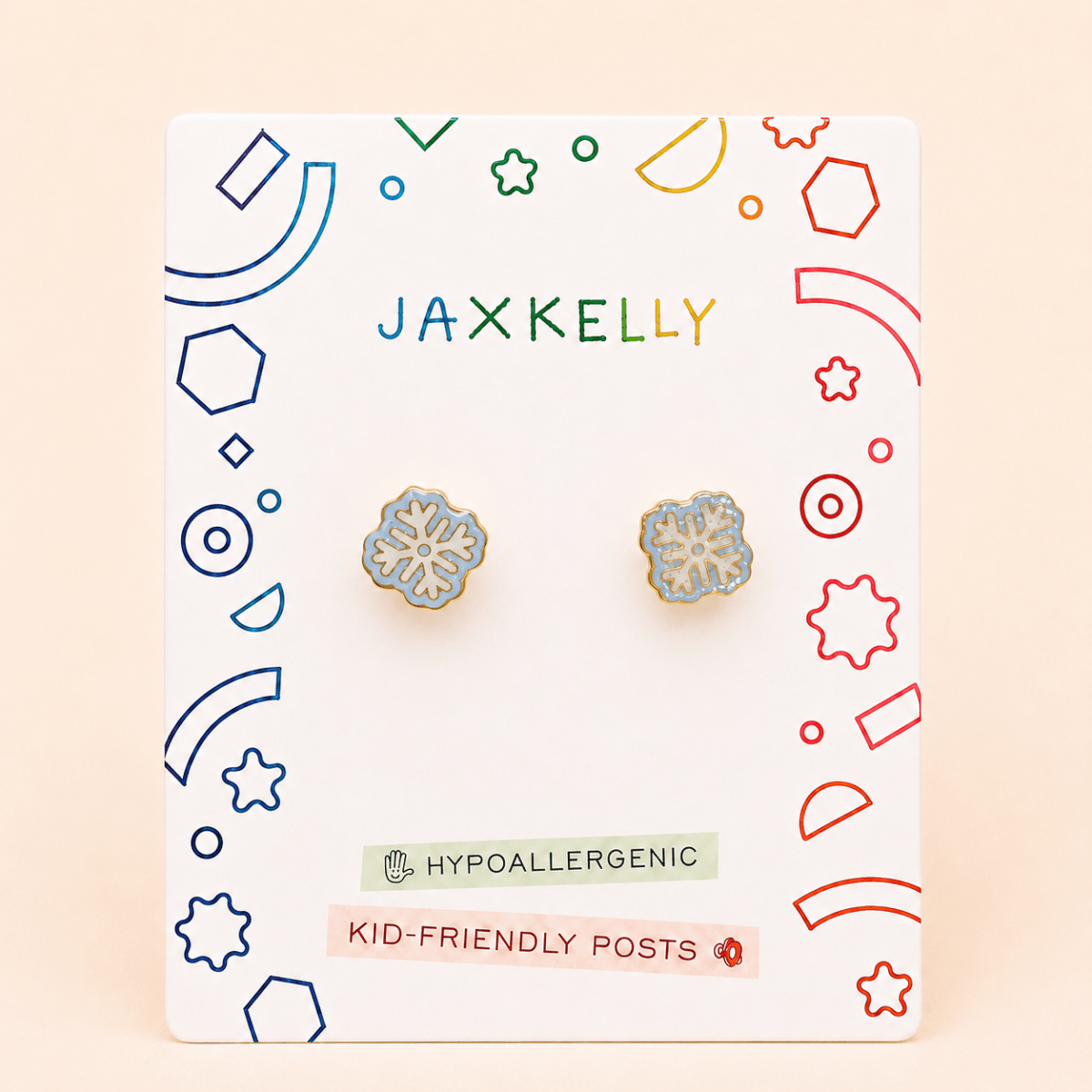 Snowflake Enamel Flat Back Kids Earrings - JaxKelly Jewelry sold by Rosebud & Jo