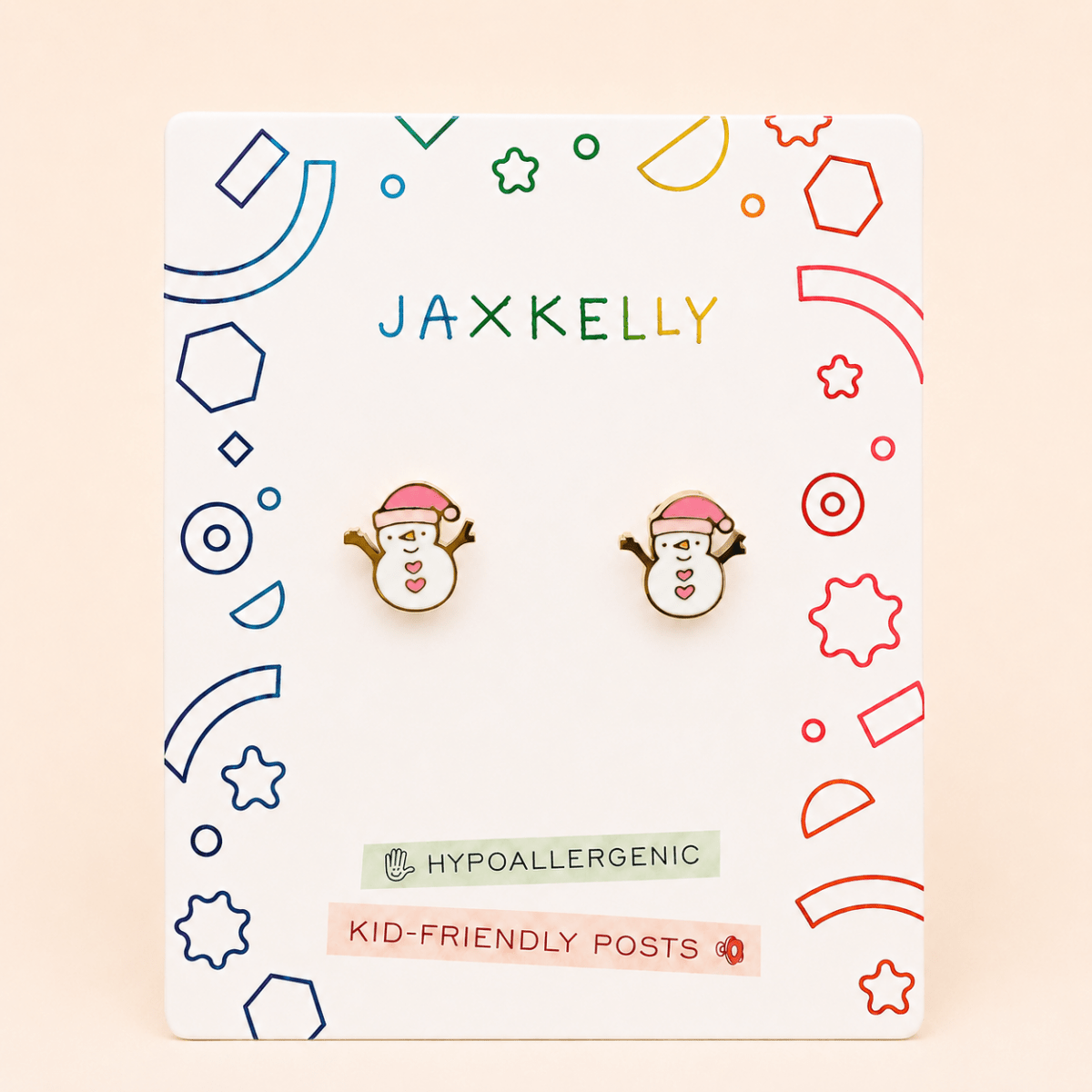Snowman Enamel Flat Back Kids Earrings - JaxKelly Jewelry sold by Rosebud & Jo