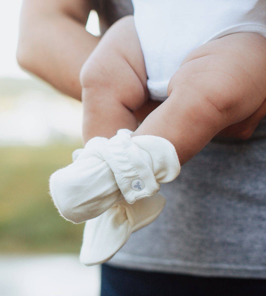 Solid Organic Cotton Baby Booties - Eggshell - Burt's Bees Baby Shoes sold by Rosebud & Jo