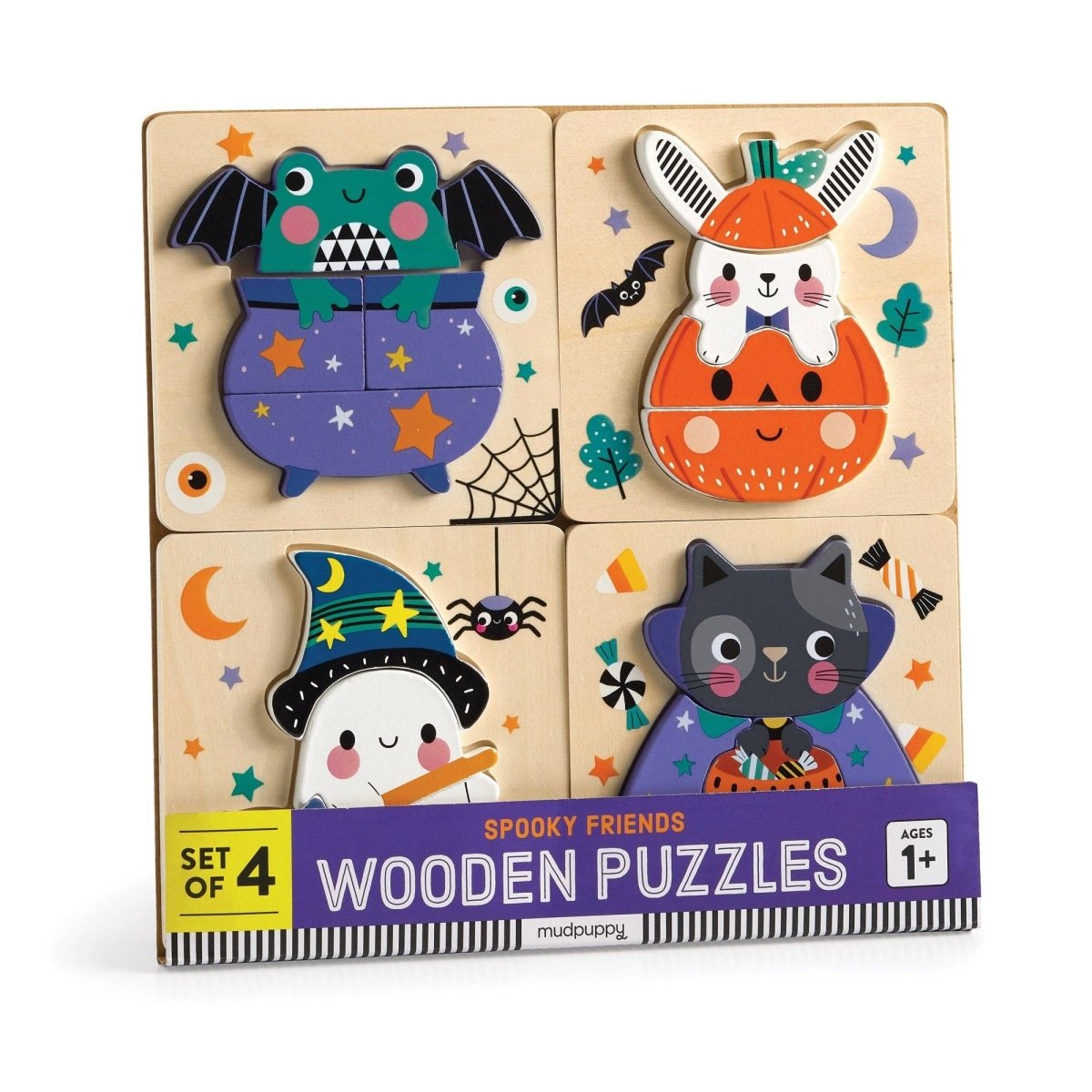Spooky Friends Set of 4 Wood Puzzles - Chronicle Books Puzzle sold by Rosebud & Jo