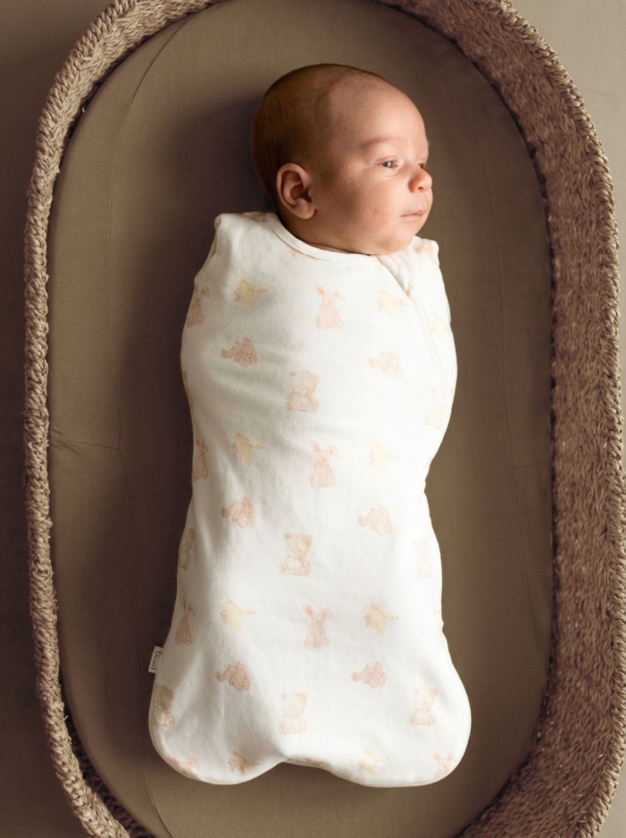 Stuffed Animal Print Tencel Modal Swaddle Sleep Sack - Coccoli Swaddles sold by Rosebud & Jo