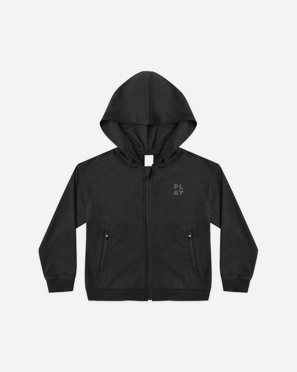 Tech Hoodie Heathered Black - Rylee + Cru Tops sold by Rosebud & Jo