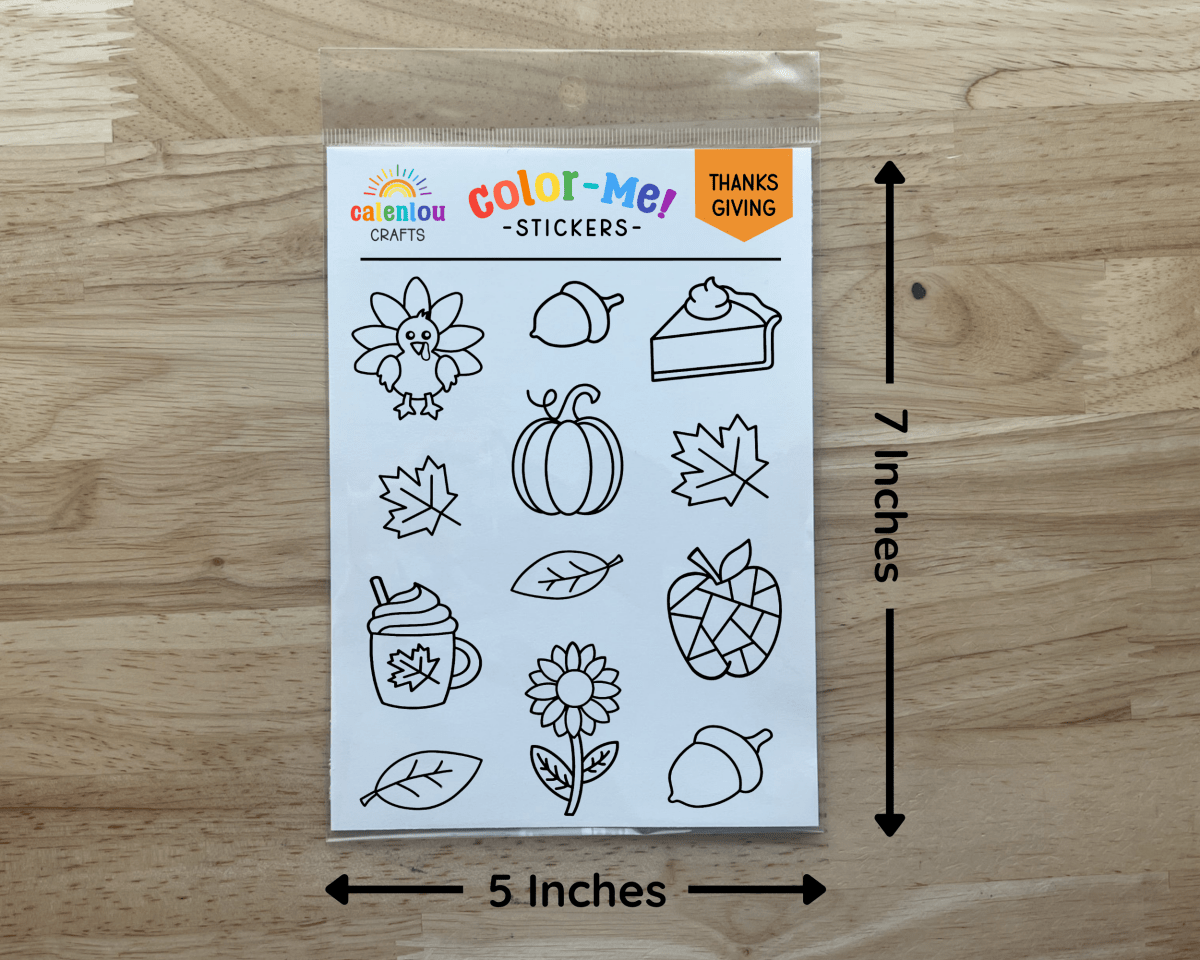Thanksgiving Color Your Own Stickers  - Calenlou Crafts Stickers sold by Rosebud & Jo