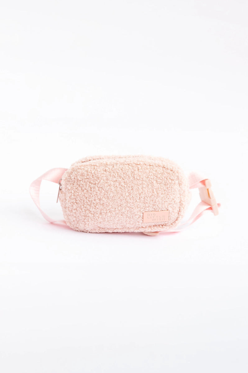 The Aspen Bag: Sherpa Light Pink Kids Belt Bag - Big Little Wish Bag sold by Rosebud & Jo