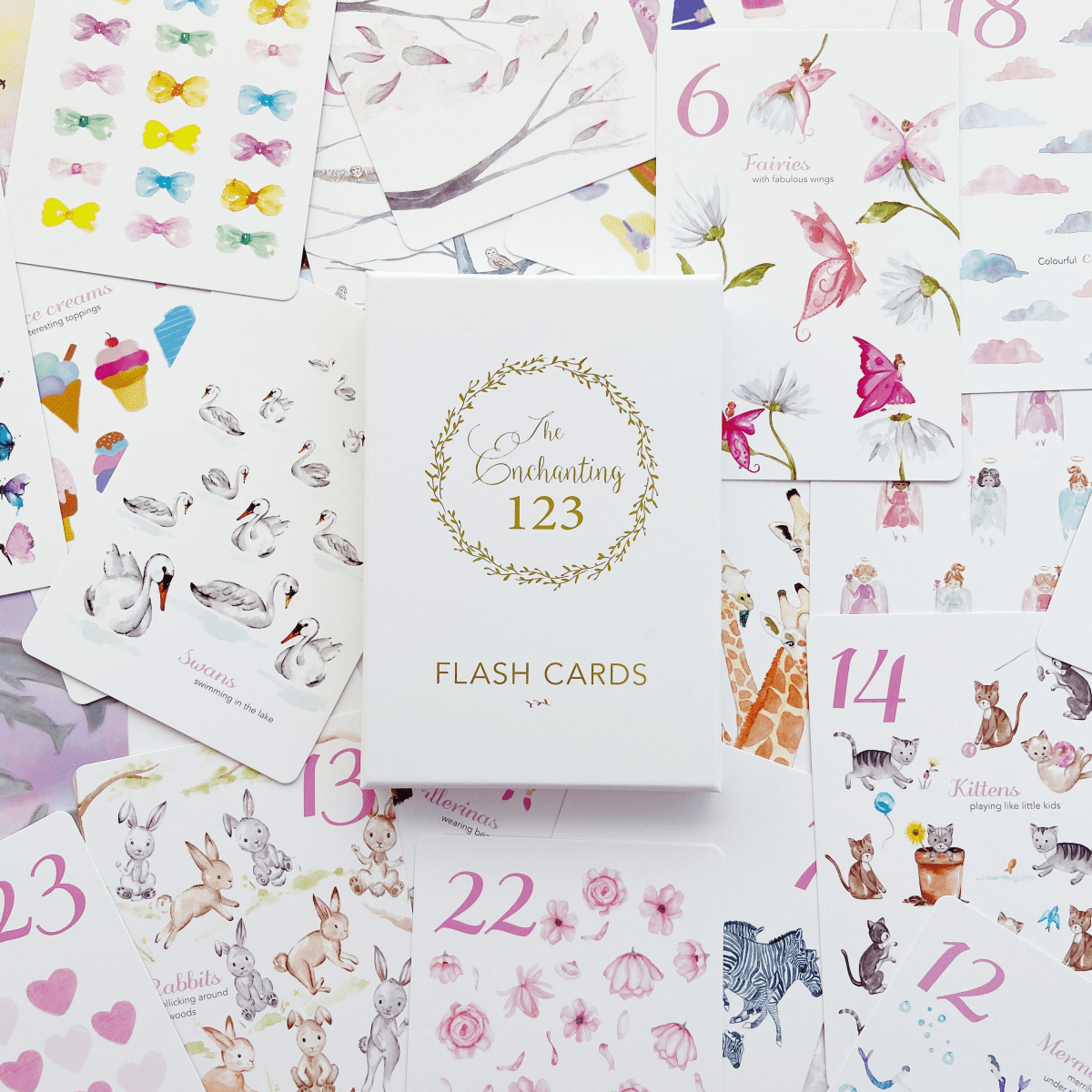 The Enchanting 123 Flash Cards - Learning for Toddlers and Preschoolers - Adored Illustrations Toys sold by Rosebud & Jo