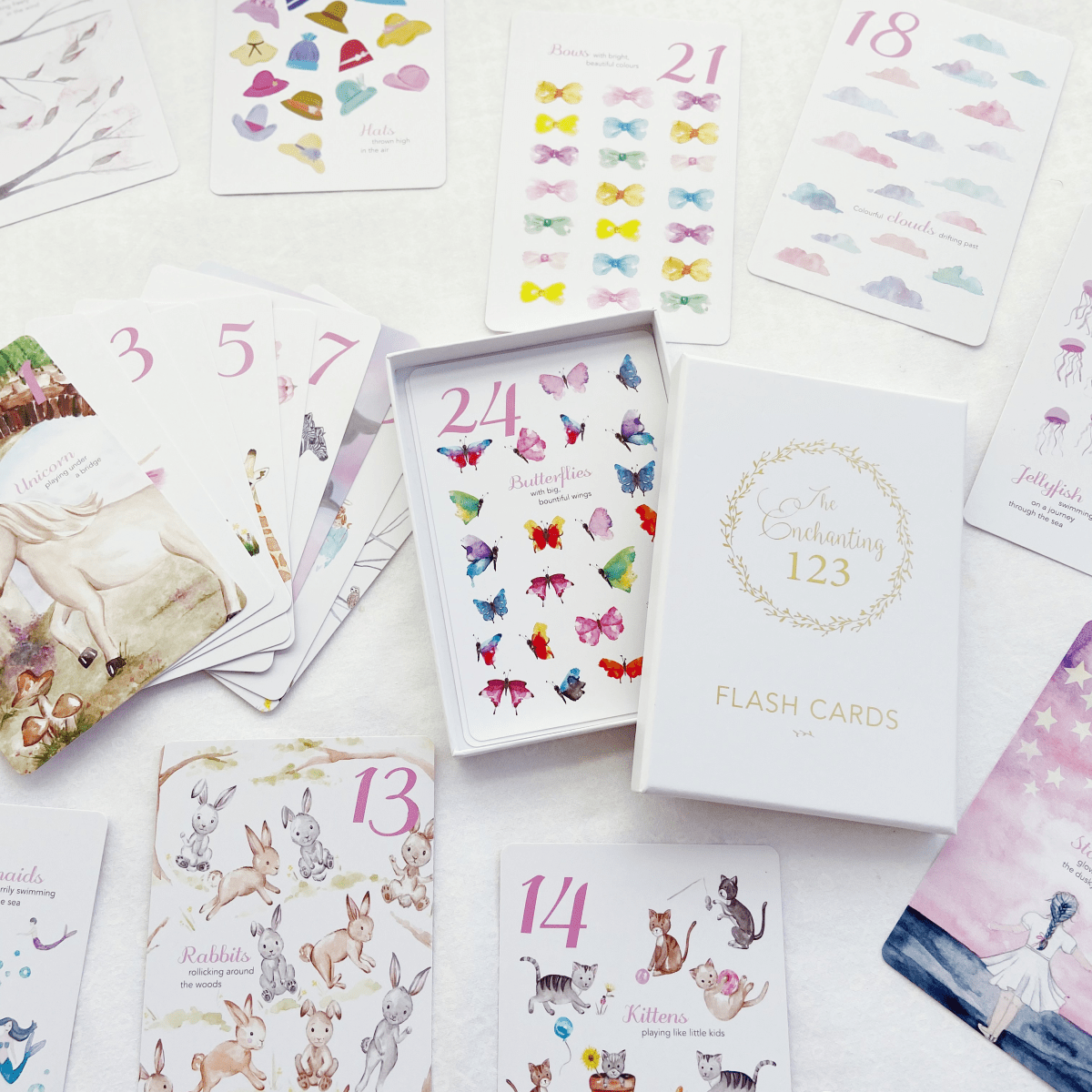 The Enchanting 123 Flash Cards - Learning for Toddlers and Preschoolers - Adored Illustrations Toys sold by Rosebud & Jo