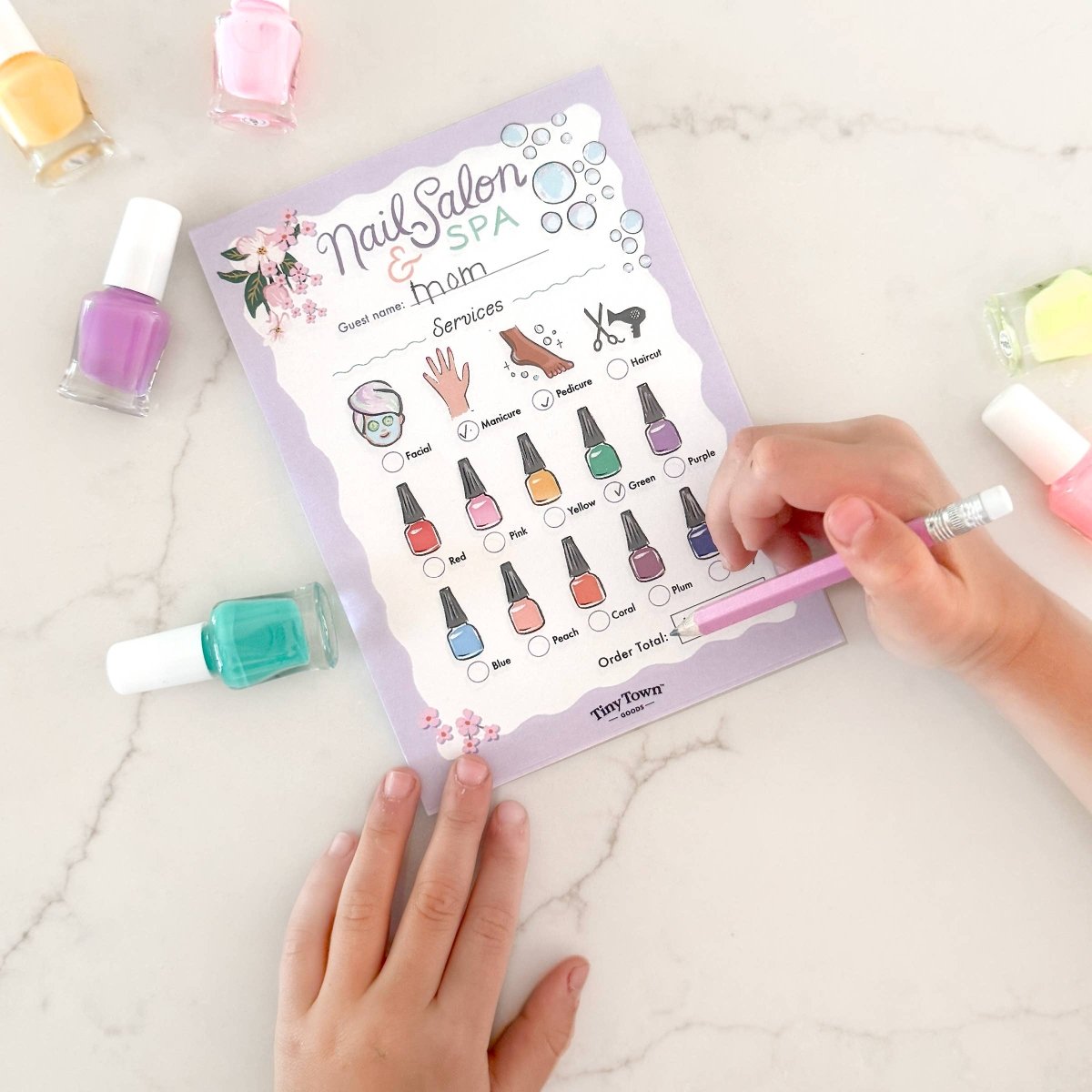 Tiny Town™ Play Notepad - Nail Salon & Spa - Inklings Paperie Toy sold by Rosebud & Jo