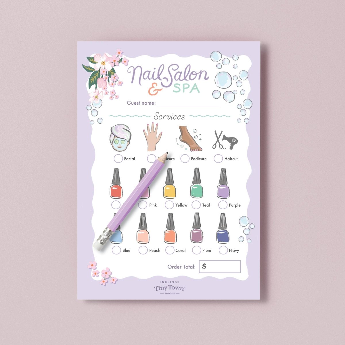 Tiny Town™ Play Notepad - Nail Salon & Spa - Inklings Paperie Toy sold by Rosebud & Jo
