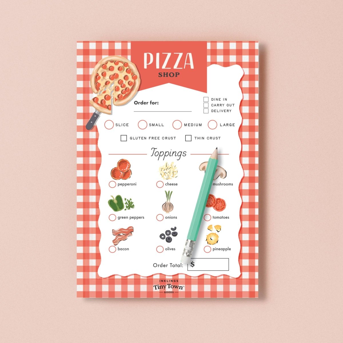 Tiny Town™ Play Notepad - Pizza Shop - Inklings Paperie Toy sold by Rosebud & Jo