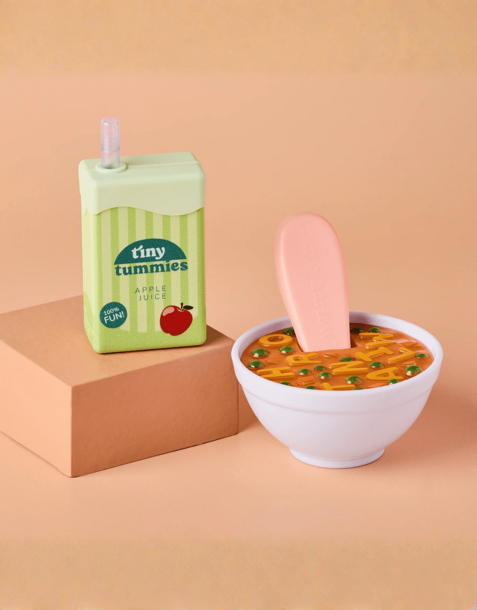 Tiny Tummies Set - Alphabet Soup Bowl and Juice Box - Shine on me Distribution Toys sold by Rosebud & Jo