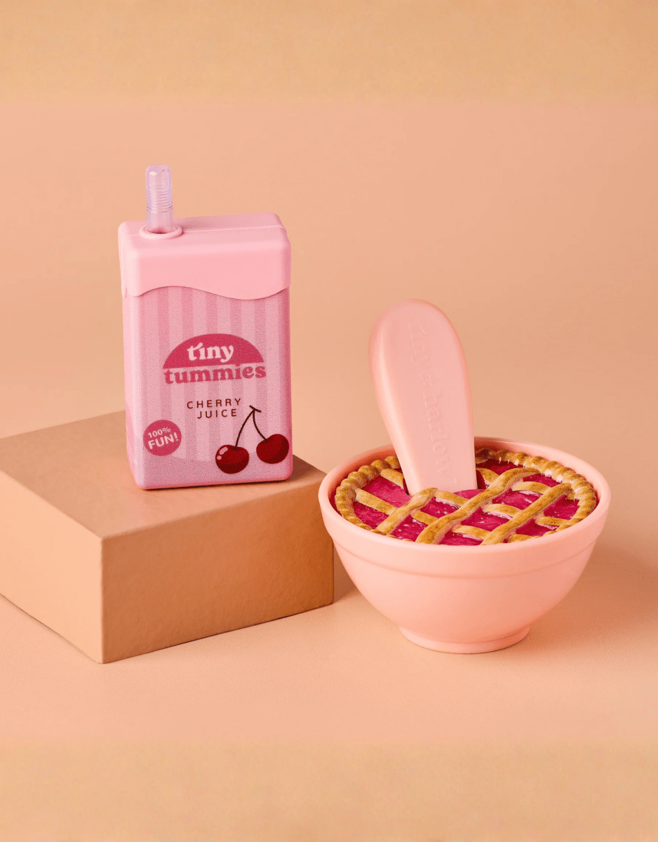 Tiny Tummies Set - Cherry Pie Bowl and Juice Box - Shine on me Distribution Toys sold by Rosebud & Jo