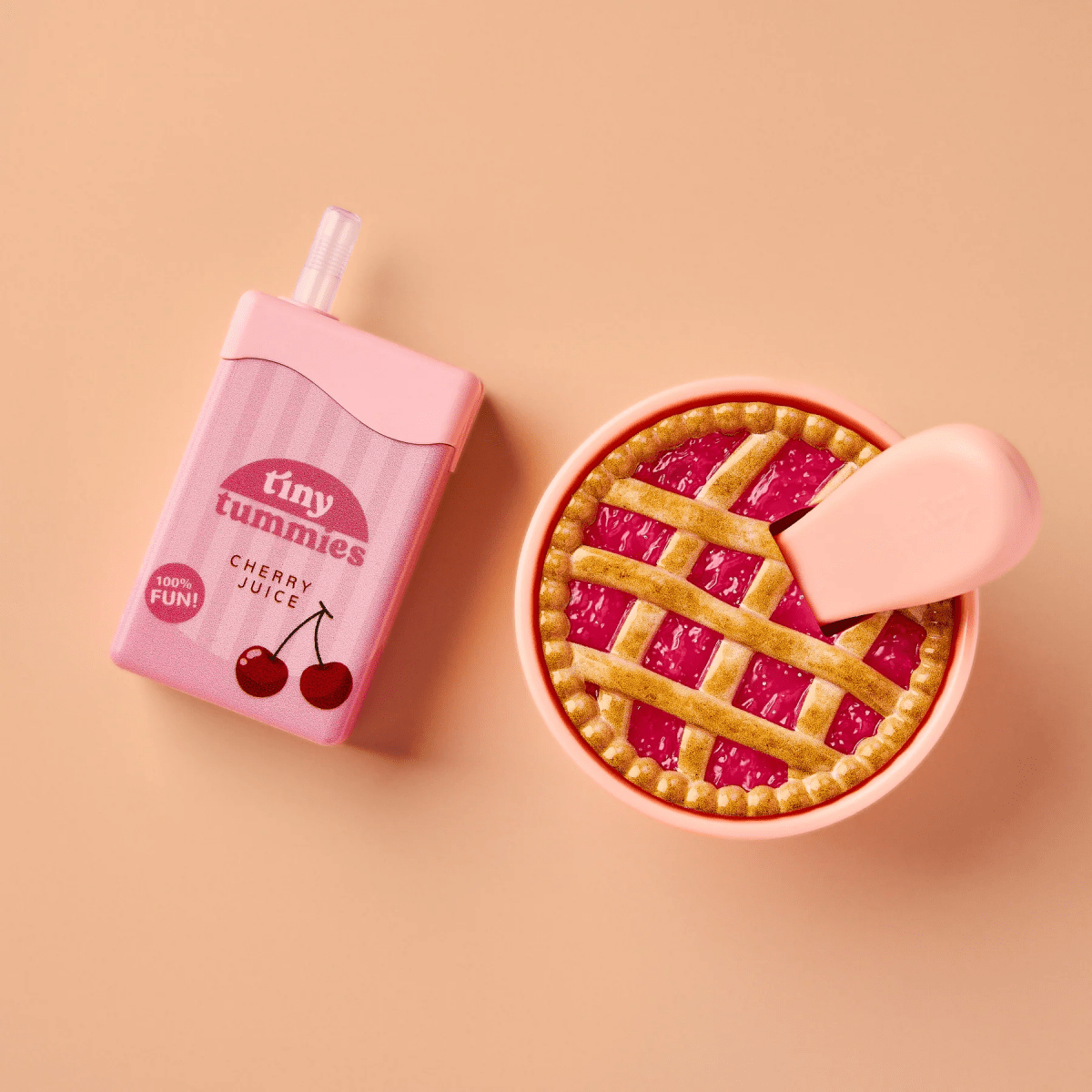 Tiny Tummies Set - Cherry Pie Bowl and Juice Box - Shine on me Distribution Toys sold by Rosebud & Jo