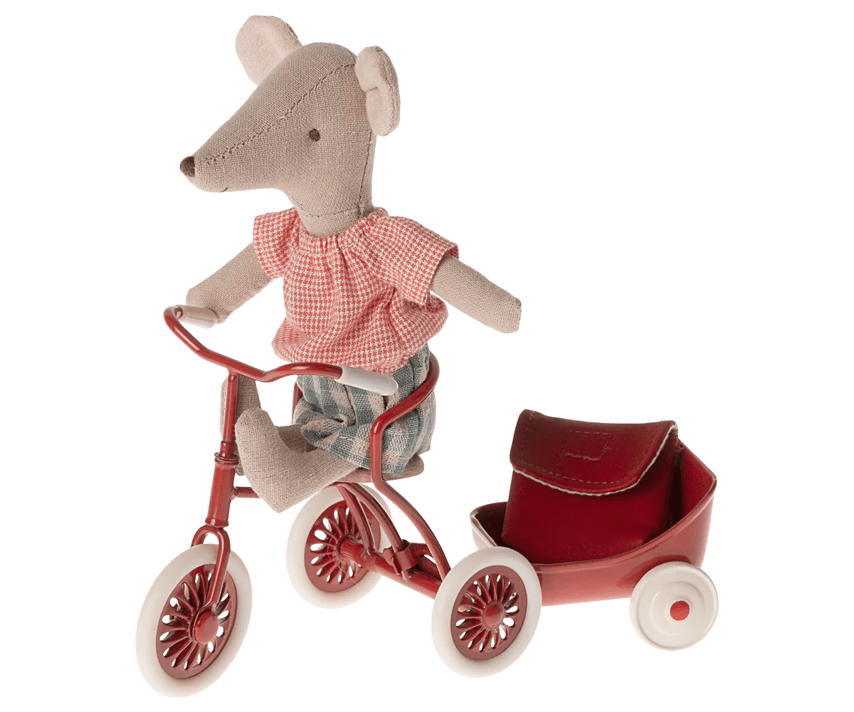 Tricycle Mouse, Big Sister in Red - Maileg Toy sold by Rosebud & Jo