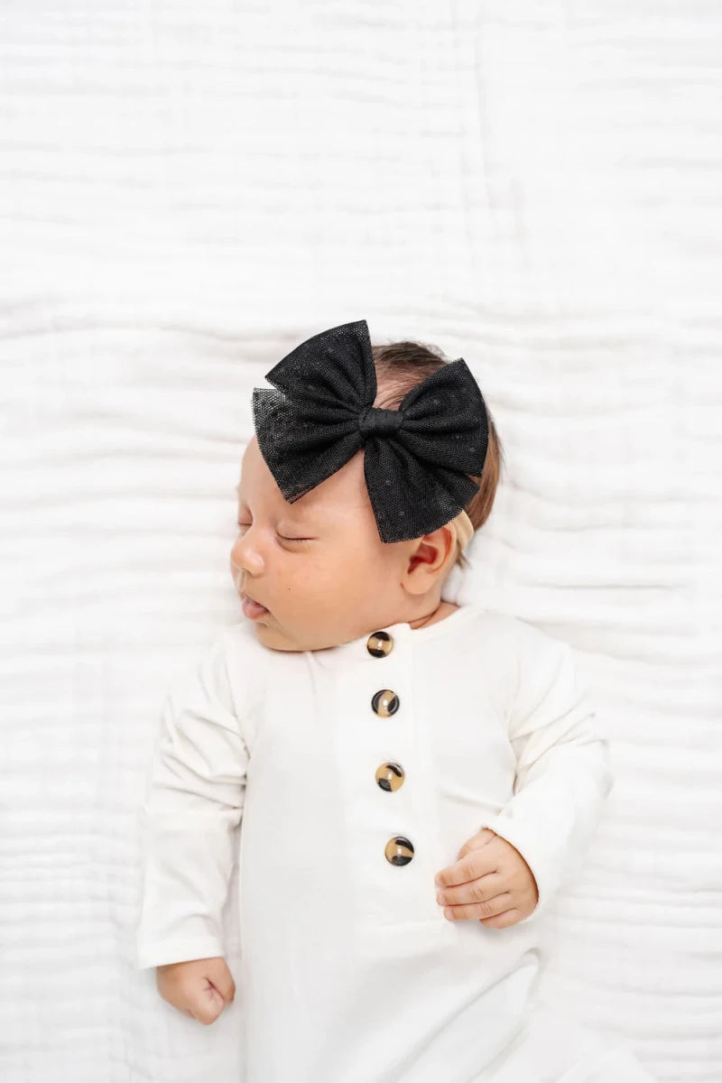 Tulle Bow Headband - Black Dot - Lou Lou & Company Hair Accessories sold by Rosebud & Jo