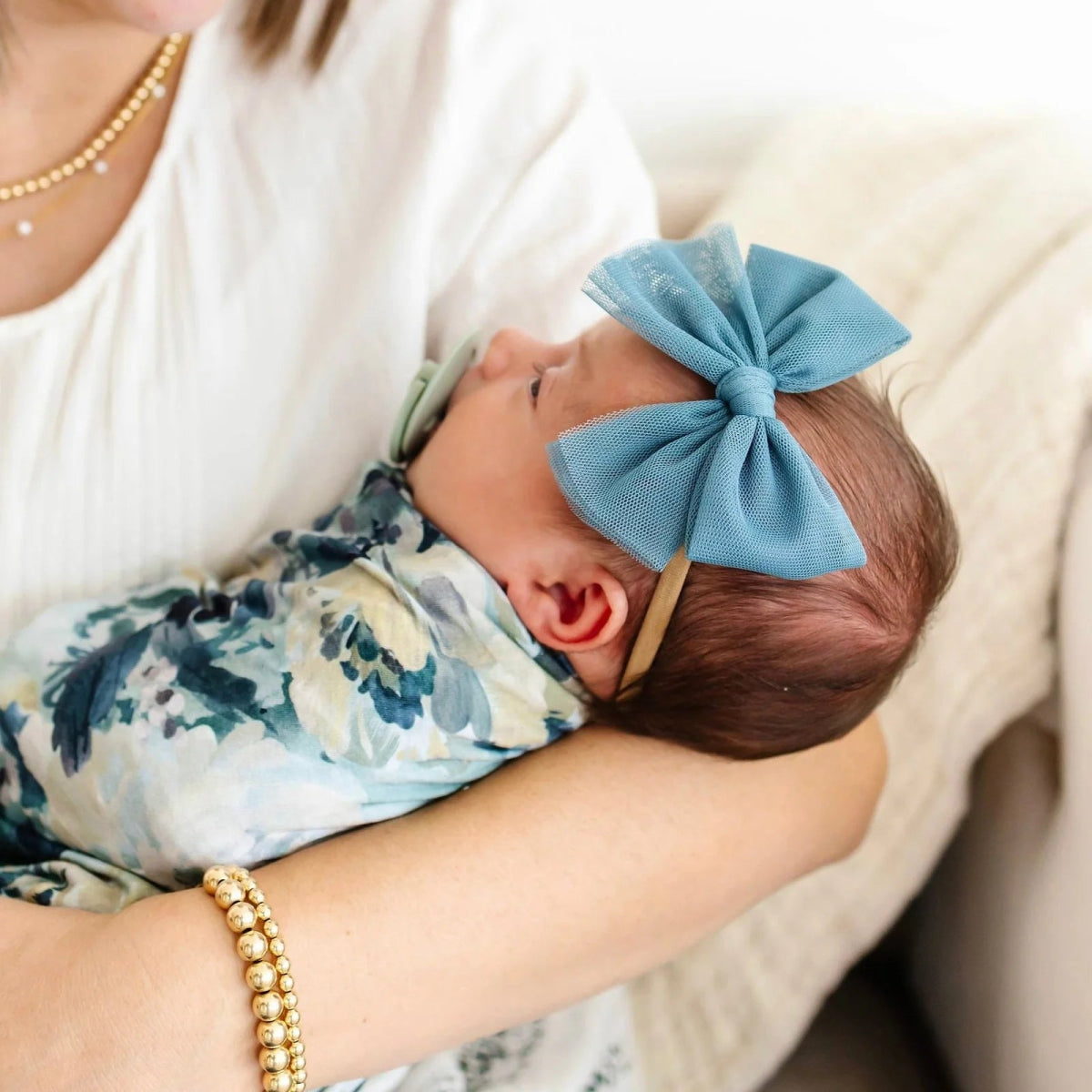Tulle Bow Headband - Ocean - Lou Lou & Company Hair Accessory sold by Rosebud & Jo