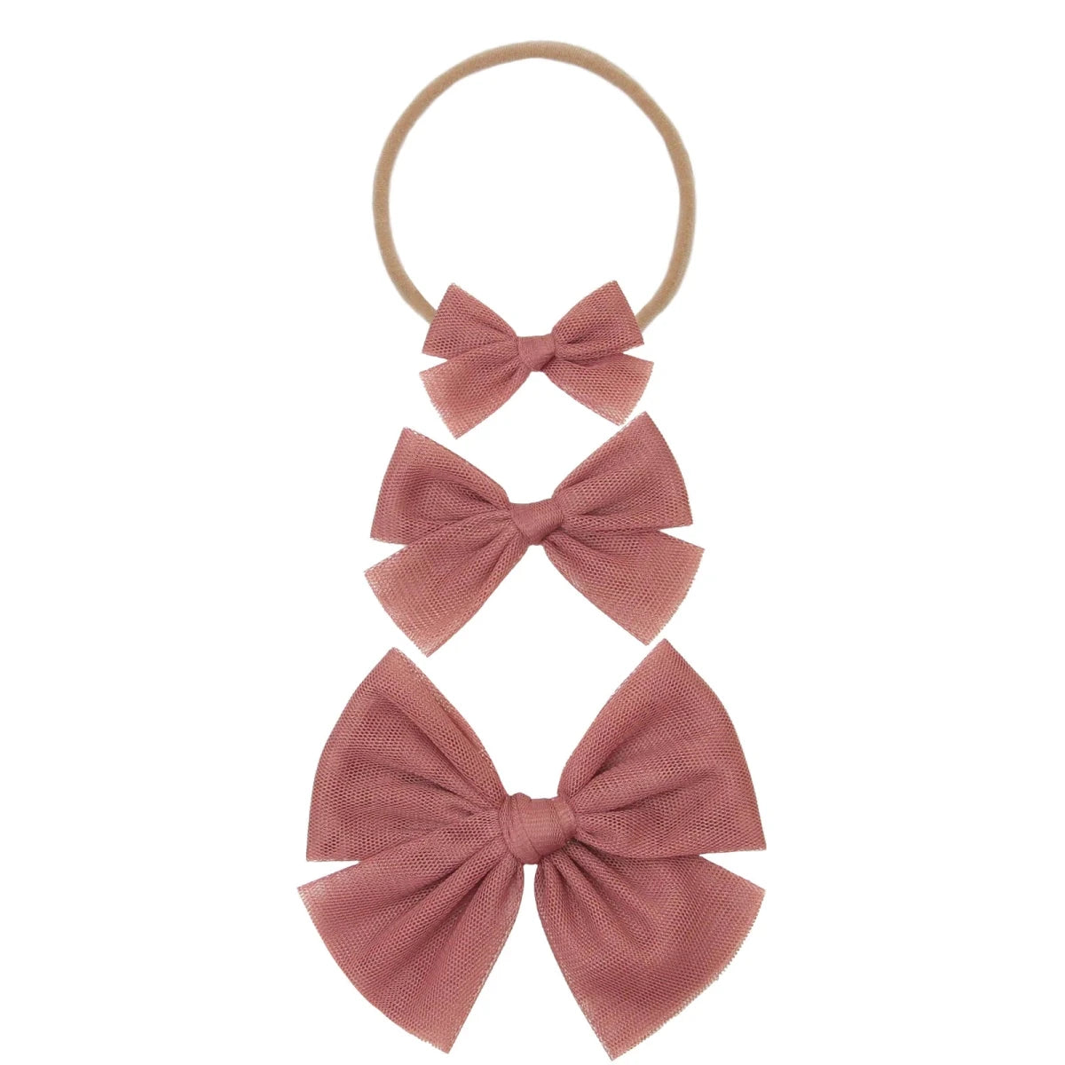 Tulle Bow Headband - Rose - Lou Lou & Company Hair Accessories sold by Rosebud & Jo