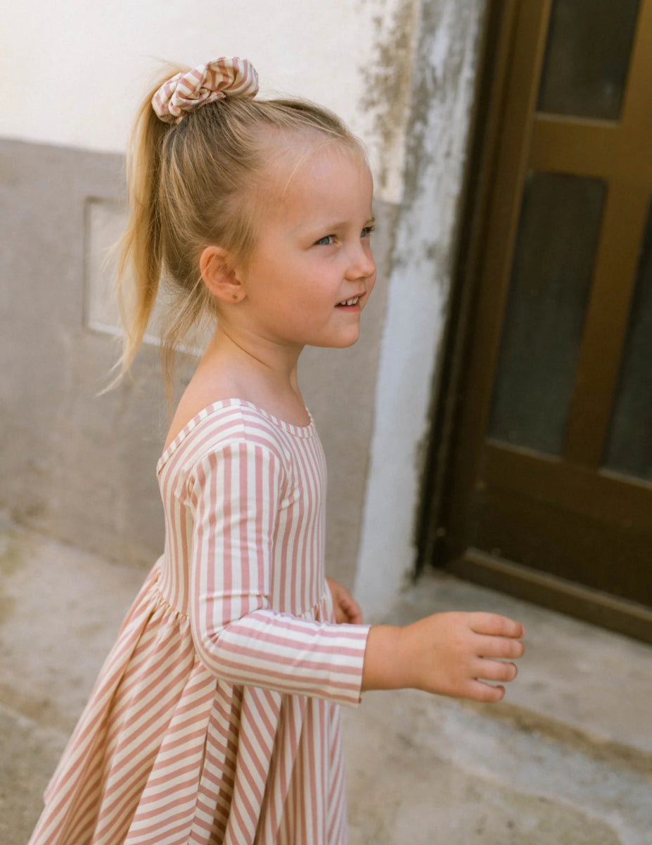 Twirl Dress in Blush Stripes - Good Apples Kids Baby & Toddler Clothing sold by Rosebud & Jo