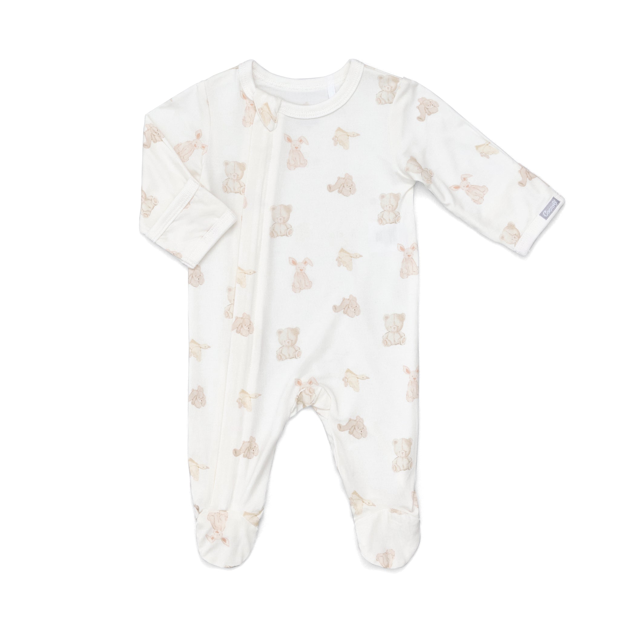 Stuffed Animal Print Modal Zip-Up Footie