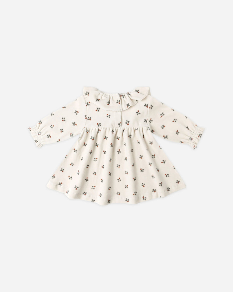 Velour Baby Dress in Holly Berry - Quincy Mae Baby & Toddler Clothing sold by Rosebud & Jo
