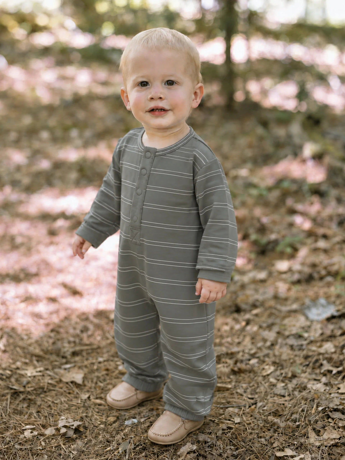 Henley Jumpsuit - Green Stripes