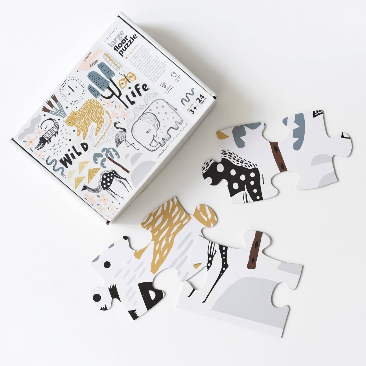 Wild Life 24 - Piece Floor Puzzle – Eco - Friendly Educational Toy - Wee Gallery Puzzle sold by Rosebud & Jo