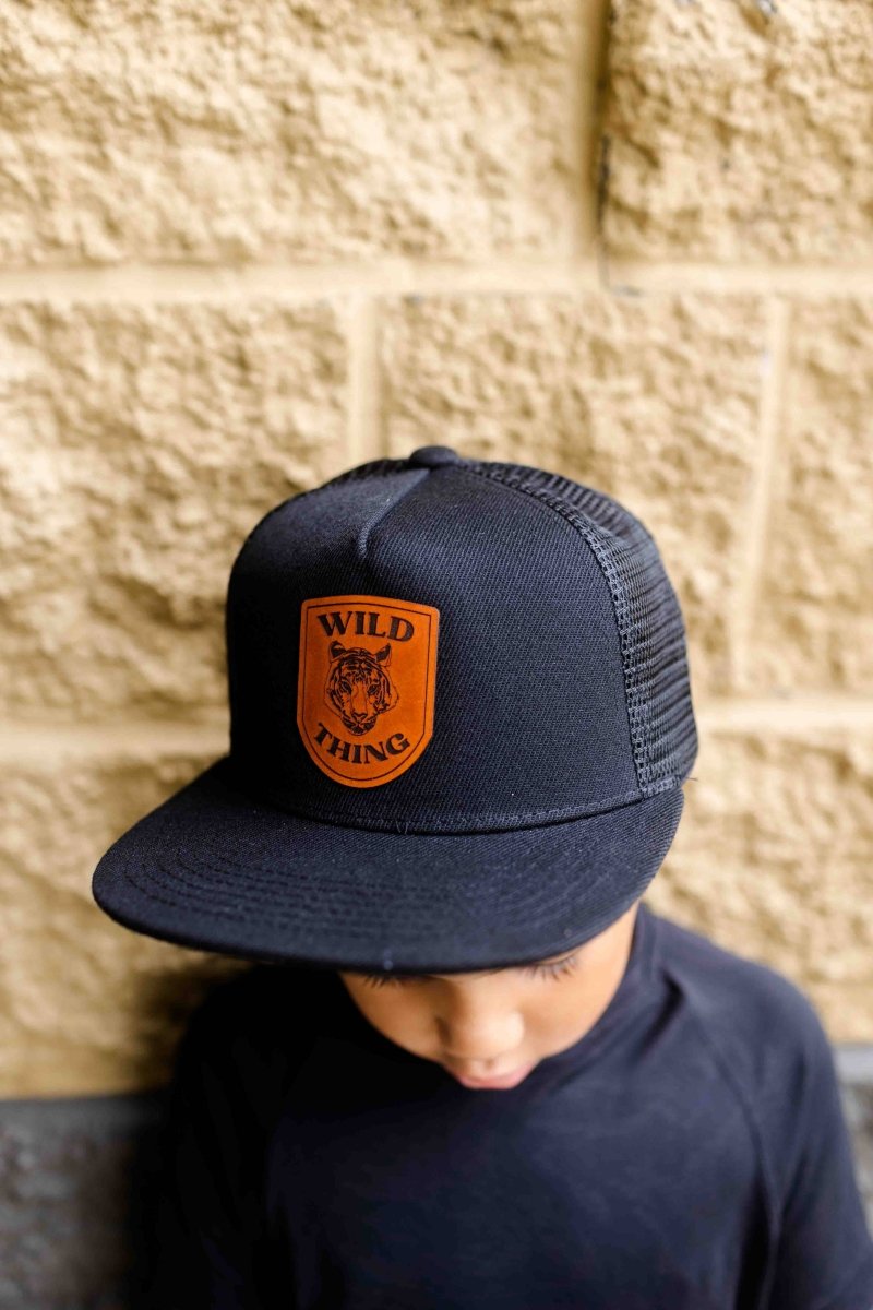 Wild Thing Tiger Leather Patch Hat - Left Grain Hat sold by Rosebud & Jo