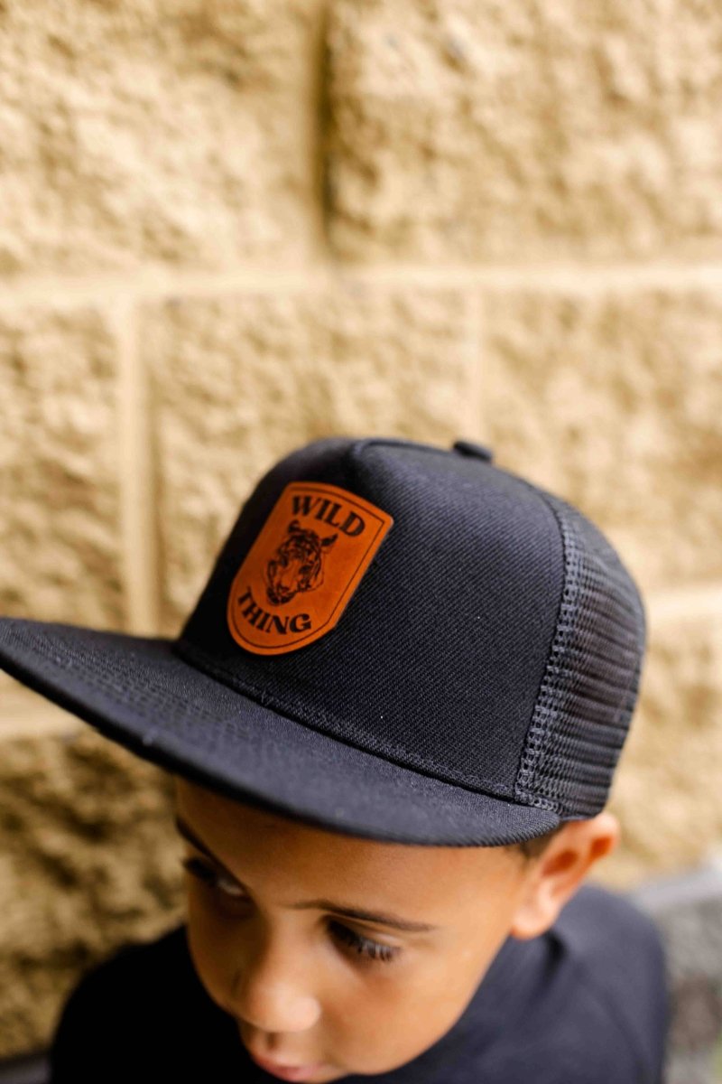 Wild Thing Tiger Leather Patch Hat - Left Grain Hat sold by Rosebud & Jo