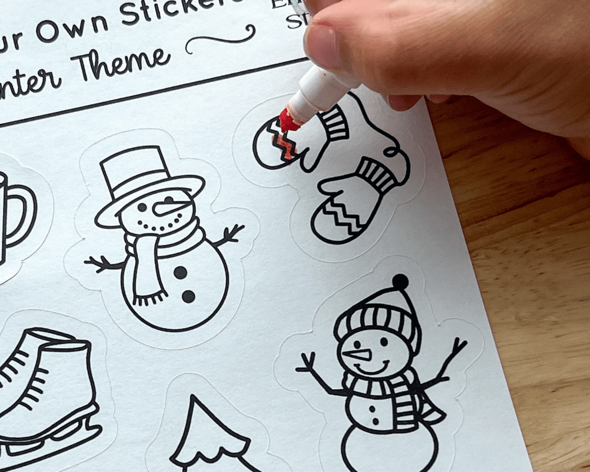 Winter Theme Color Your Own Stickers - Calenlou Crafts Stickers sold by Rosebud & Jo