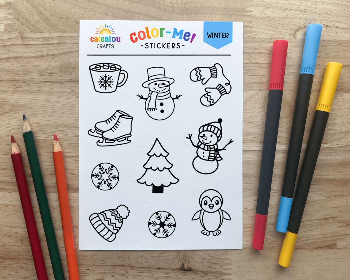 Winter Theme Color Your Own Stickers - Calenlou Crafts Stickers sold by Rosebud & Jo