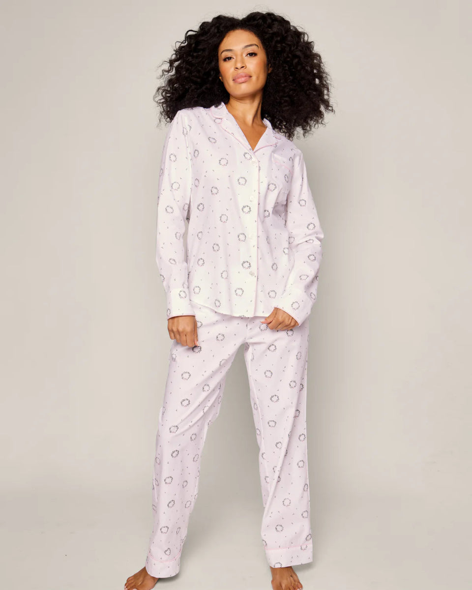 Women's Twill Pajama Set in Somerset Wreath - Petite Plume Women's Clothing sold by Rosebud & Jo