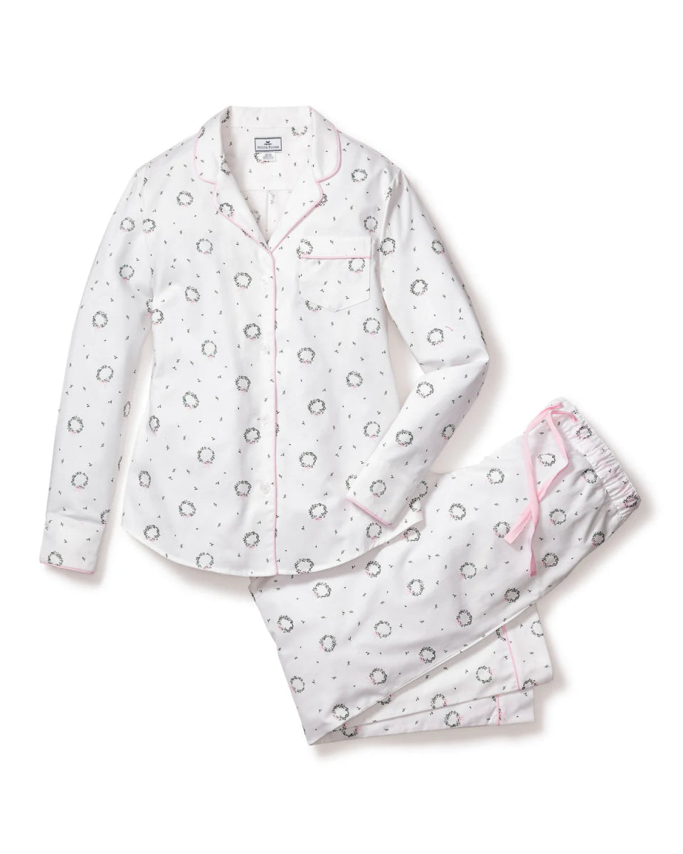 Women's Twill Pajama Set in Somerset Wreath - Petite Plume Women's Clothing sold by Rosebud & Jo