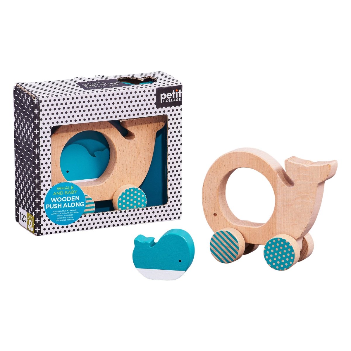 Wooden Push Along Whale Toy - Chronicle Books Toys sold by Rosebud & Jo